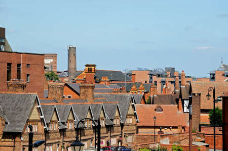Chester, UK - July 22, 2014 - Elevated view across the city buildings rooftops, Chester, Cheshire, England, UK, Western Europe.のeditorial素材