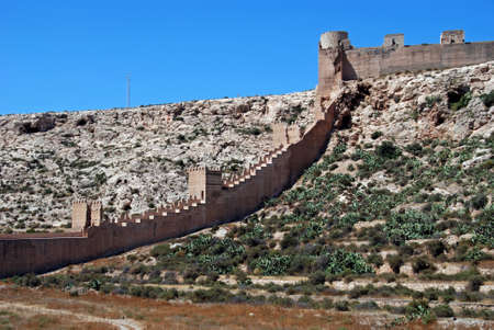 Moorish Castle and ancient walls of Jayran, Almeria, Costa Almeria, Almeria Province, Andalusia, Spainのeditorial素材