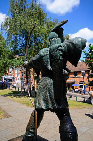 Nottingham, United Kingdom, - July 17, 2014 - Robin Hood statue gifted to city by businessman Philip EF Clay being unveiled on 24th July 1952, Nottingham, Nottinghamshire, England, UK, Western Europe.のeditorial素材