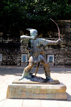 Nottingham, United Kingdom - July 17, 2014 - Robin Hood statue gifted to city by businessman Philip EF Clay being unveiled on 24th July 1952, Nottingham, Nottinghamshire, England, UK, Western Europe.のeditorial素材