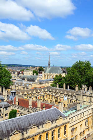 Oxford, UK - June 17, 2014 - Elevated view of Brasenose College seen from the University church of St Mary spire, Oxford, Oxfordshire, England, UK, Western Europe.のeditorial素材