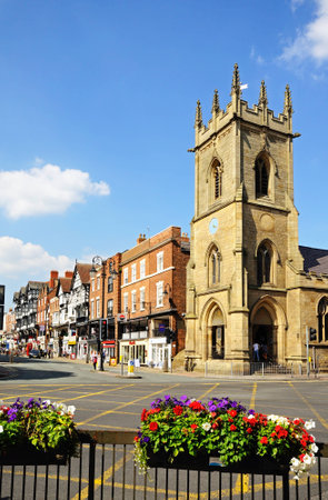 Chester, UK - July 22, 2014 - St. Michaels Church on the corner of Bridge Street and Pepper Street, Chester, Cheshire, England, UK, Western Europe.のeditorial素材