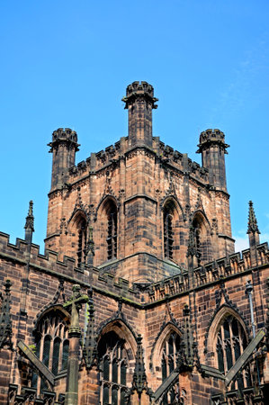 Cathedral Church of Christ and The Blessed Virgin Mary South front, Chester, Cheshire, England, UK, Western Europe.の写真素材