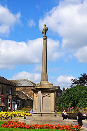 Bakewell, United Kingdom - September 7, 2014 - World War One memorial on a traffic island along the...