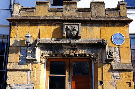 Evesham, UK - September 8, 2014 - Porch of the Grammar School built by Abbot Lichfield (1614-1639), Evesham, Worcestershire, England, UK, Western Europe.のeditorial素材