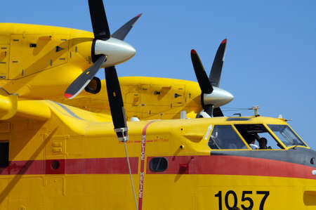 Canadair CL415 Fire Bomber at the second airshow at Malaga airport, Malaga, Andalusia, Spain, Western Europe.のeditorial素材