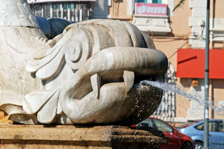 Fish fountain in the Puerta del Mar, Almeria, Almeria Province, Andalusia, Spain, Western Europe.のeditorial素材