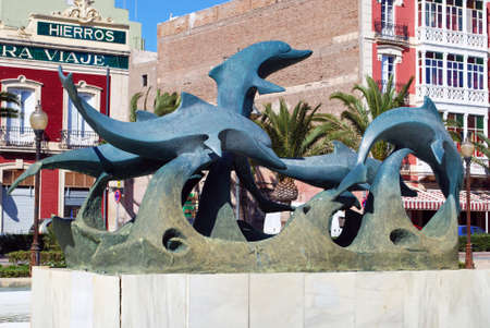 Dolphin statue  in the Parque de Nicolas Salmeron, Almeria, Almeria Province, Andalusia, Spain, Western Europe.のeditorial素材