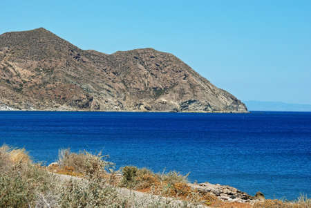 View along the coastline between Mojacar and Carboneras, Mojacar, Almeria Province, Andalusia, Spain, Western Europe.の写真素材