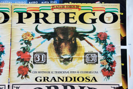 Bullfighting poster, Priego de Cordoba, Cordoba Province, Andalusia, Spain, Western Europe.のeditorial素材