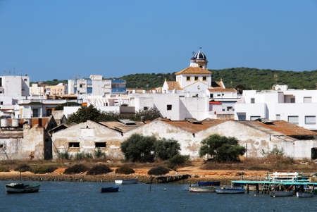 View of town across the River Barbate, Barbate, Cadiz Province, Andalusia, Spain, Western Europe.のeditorial素材
