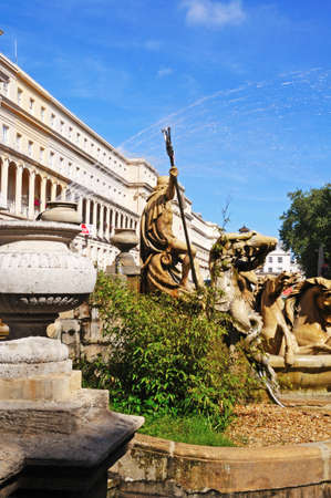 Neptune fountain outside the Municipal offices along the Promenade, Cheltenham, Gloucestershire, England, UK, Western Europe.のeditorial素材