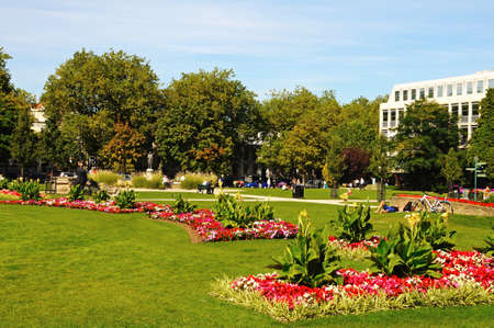 Colourful flowerbeds in the Imperial Gardens during the Summer, Cheltenham, Gloucestershire, England, UK, Western Europe.のeditorial素材