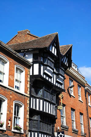 The House of the Golden Key also knows as the House of Nodding Gables along High Street, Tewkesbury, Gloucestershire, England, UK, Western Europe.のeditorial素材