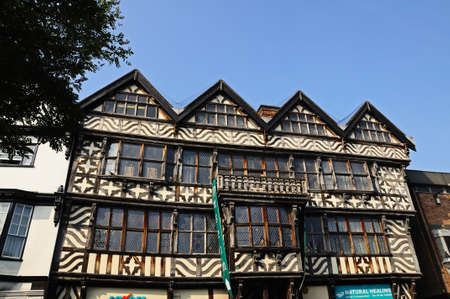 Front view of The Ancient High House along Greengate Street in the town centre, Stafford, Staffordshire, England, UK, Western Europe.のeditorial素材