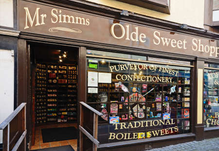 Mr Simms Olde Sweet Shoppe in the town centre, Stafford, Staffordshire, England, UK, Western Europe.のeditorial素材