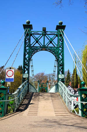 Porthill Suspension Bridge across the River Severn, Shrewsbury, Shropshire, England, UK, Western Europe.のeditorial素材