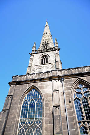 St Alkmunds Church spire and windows, Shrewsbury, Shropshire, England, UK, Western Europe.の写真素材