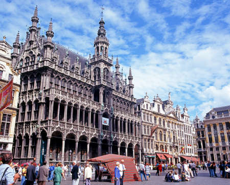 View of the Maison du Roi Kings House in the Grand Place Brussels Belgium Western Europe.のeditorial素材
