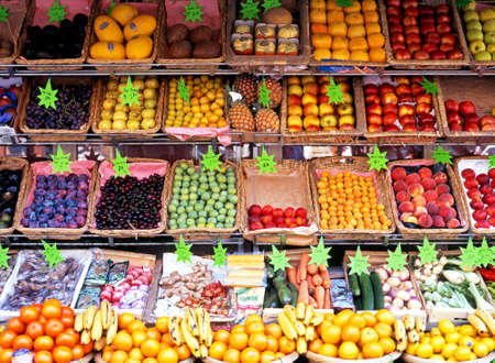 Fruit and veg for sale in the city centre Paris France Western Europe.のeditorial素材