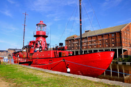 Red Sula Lightship in Llanthony Wharf Gloucester Gloucestershire England UK Western Europe.のeditorial素材