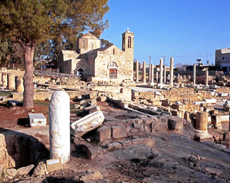 St Pauls Pillar in the Church of Chrysopolitissa Paphos Cyprusのeditorial素材