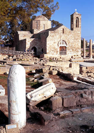 St Pauls Pillar in the Church of Chrysopolitissa Paphos Cyprus.のeditorial素材