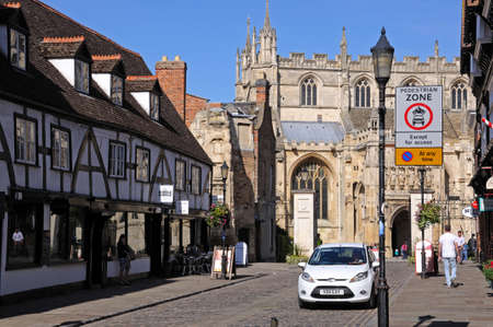 View along College Street towards the Cathedral, Gloucester, Gloucestershire, England, UK, Western Europe.のeditorial素材