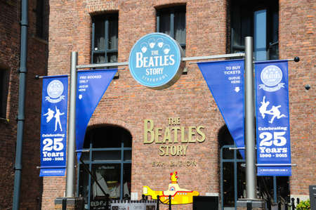Entrance to The Beatles Story building at Albert Dock, Liverpool, Merseyside, England, UK, Western Europe.のeditorial素材
