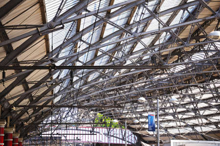 Ceiling detail in Lime Street Railway Station, Liverpool, Merseyside, England, UK, Western Europe.のeditorial素材