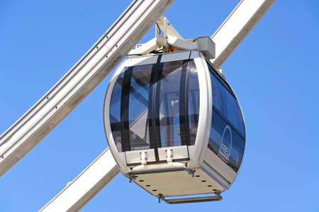 Close up of one of the pods of the Echo wheel of Liverpool at Keel Wharf, Liverpool, Merseyside, England, UK, Western Europe.のeditorial素材