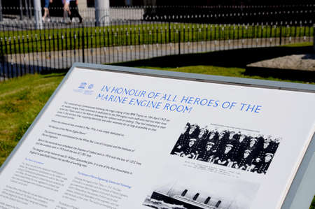 Memorial in honour of all the heroes of the Marine Engine Room at Pier Head, Liverpool, Merseyside, England, UK, Western Europe.のeditorial素材