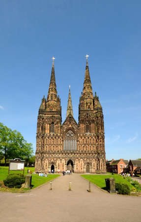 Cathedral West front, Lichfield, Staffordshire, England, United Kingdom, Western Europe.のeditorial素材