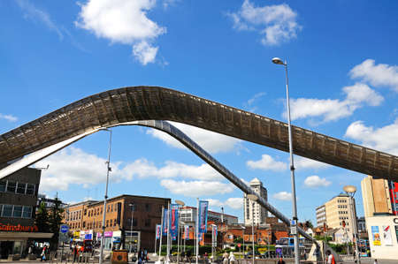 View of the Whittle arch in Millennium Place, Coventry, West Midlands, England, UK, Western Europe.のeditorial素材