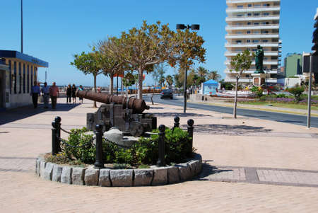 Old canon displayed along the seafront, Fuengirola, Malaga Province, Andalusia, Spain, Western Europe.のeditorial素材