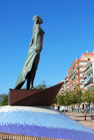 Mediterranea statuette along the promenade, Fuengirola, Malaga Province, Andalusia, Spain, Western Europe.のeditorial素材