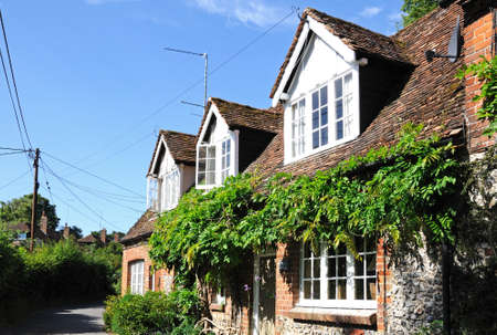 Stone and flint cottage in the village, Turville, Buckinghamshire, England, UK, Western Europe.のeditorial素材