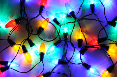 Scattered modern LED Christmas lightsの写真素材