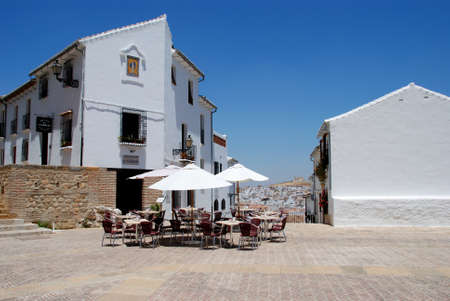 Pavement cafe in the Plaza de Santa Maria, Antequera, Malaga Province, Andalucia, Spain, Western...