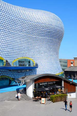 View of the Selfridges building in the Bullring with people enjoying the sunshine, Birmingham, England, UK, Western Europe.のeditorial素材
