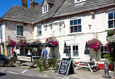View of The Greyhound pub in the centre of the village, Corfe, Dorset, England, UK, Western Europe.のeditorial素材