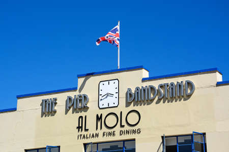 Front view of the Pier Bandstand along the Esplanade, Weymouth, Dorset, England, UK, Western Europe.のeditorial素材