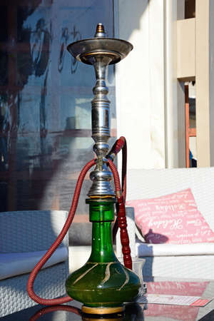 Hookah Sisha Pipe at a beachside bar, Hersonissos, Crete, Greece, Europe.のeditorial素材