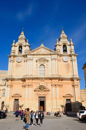St Pauls Cathedral also known as Mdina Cathedral, Mdina, Malta, Europe.のeditorial素材