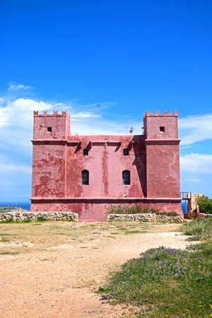View of St Agathas Fort also known as the Red Fort, Mellieha, Malta, Europe.の写真素材