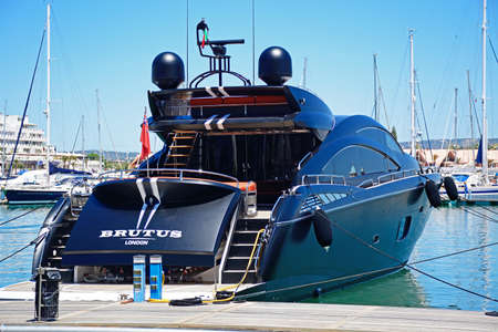 Brutus Sunseeker Predator boat moored in the marina, Vilamoura, Algarve, Portugal, Europe.