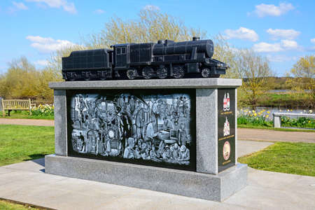 The railway industry memorial at the National Memorial Arboretum, Alrewas, Staffordshire, England, UK, Western Europe.のeditorial素材