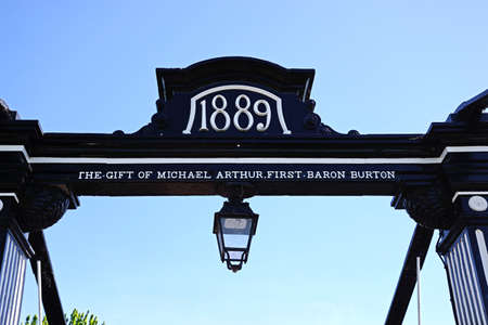 One of the archways dated 1889 of the Ferry Bridge also known as the Stapenhill Ferry Bridge, Burton...