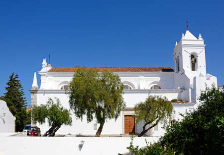 View of St Marys church in the old town (Igreja de Santa Maria do Castelo), Tavira, Algarve,...