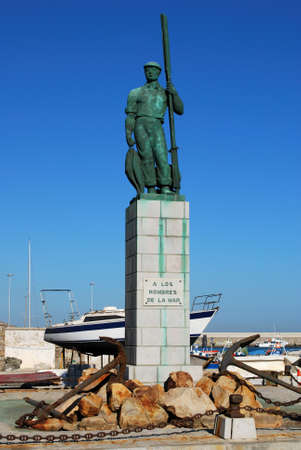 TARIFA, SPAIN - SEPTEMBER 14, 2008 - View of the fisherman statue in the port (A Los Hombres de la Mar), Tarifa, Cadiz Province, Andalusia, Spain, Europe, September 14, 2008.のeditorial素材